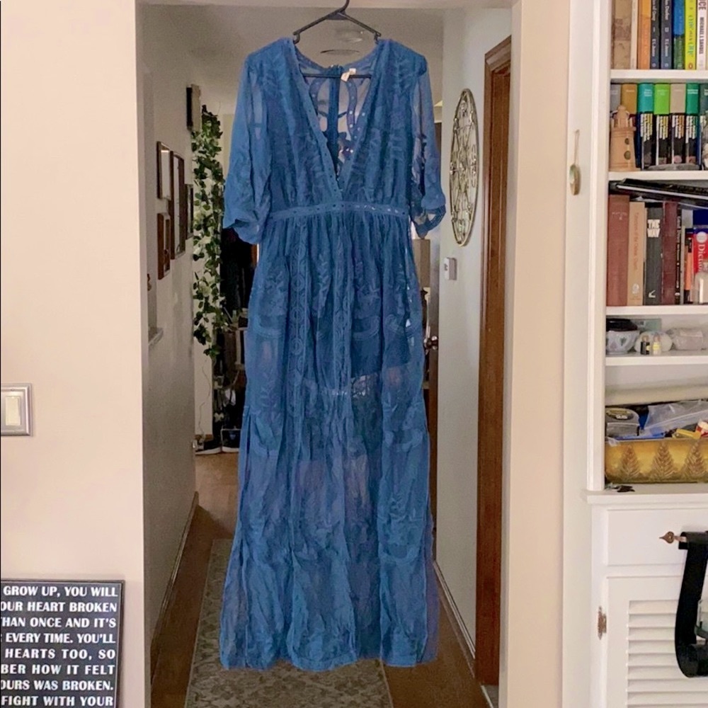 NWOT Dusty Teal Lace Romper M